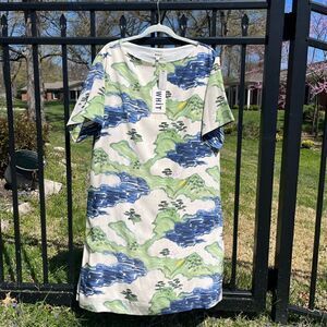 WHiT Esme Landscape Print Silk Dress NWT